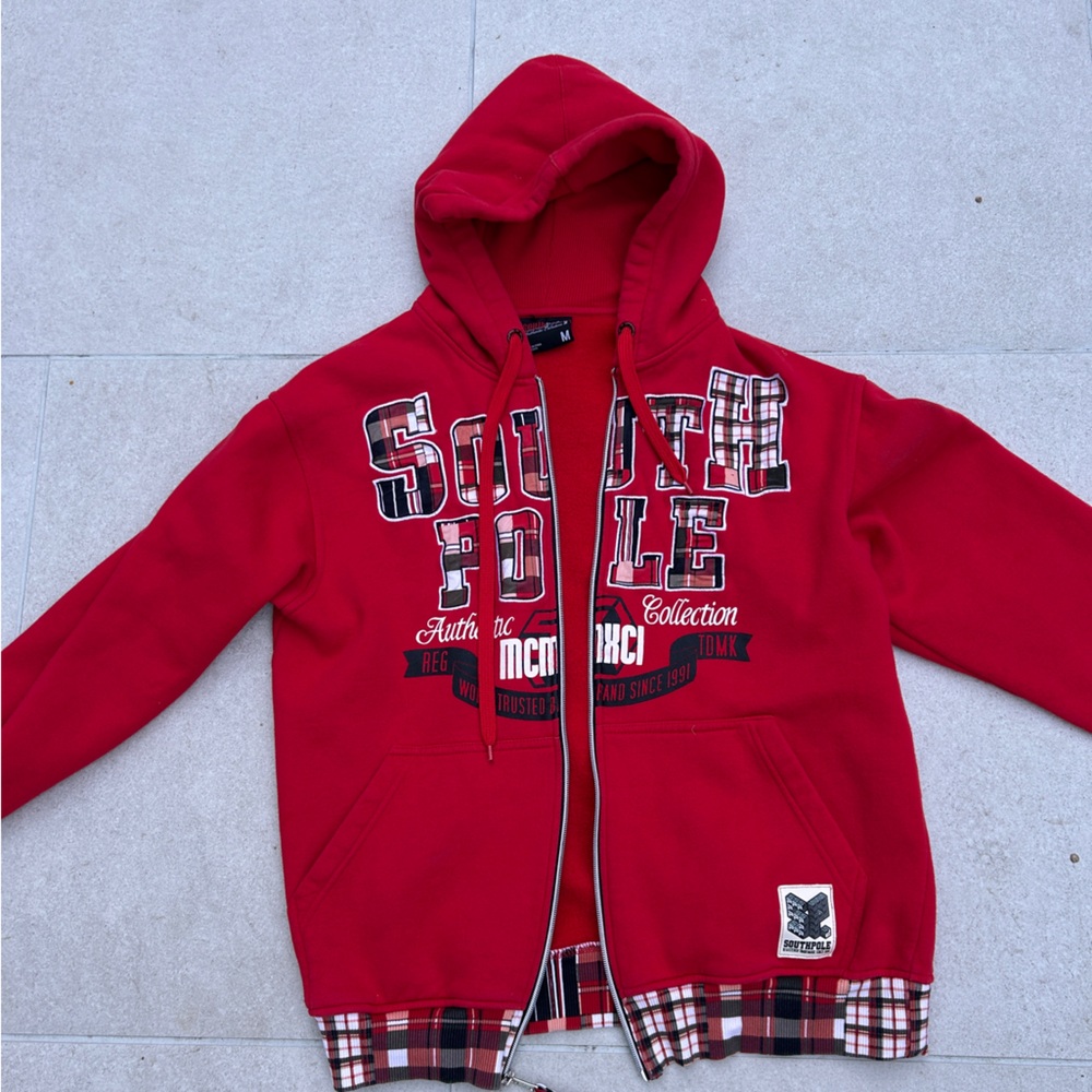 Red SOUTHPOLE Zip Up Hoodie